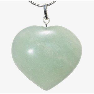 Premium Green Aventurine Heart Necklace & Silver Chain